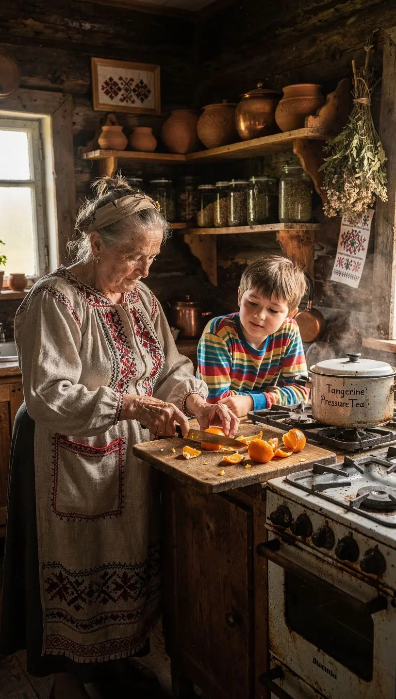 Saldžių citrusinių vaisių derinys šiltoje arbatoje.