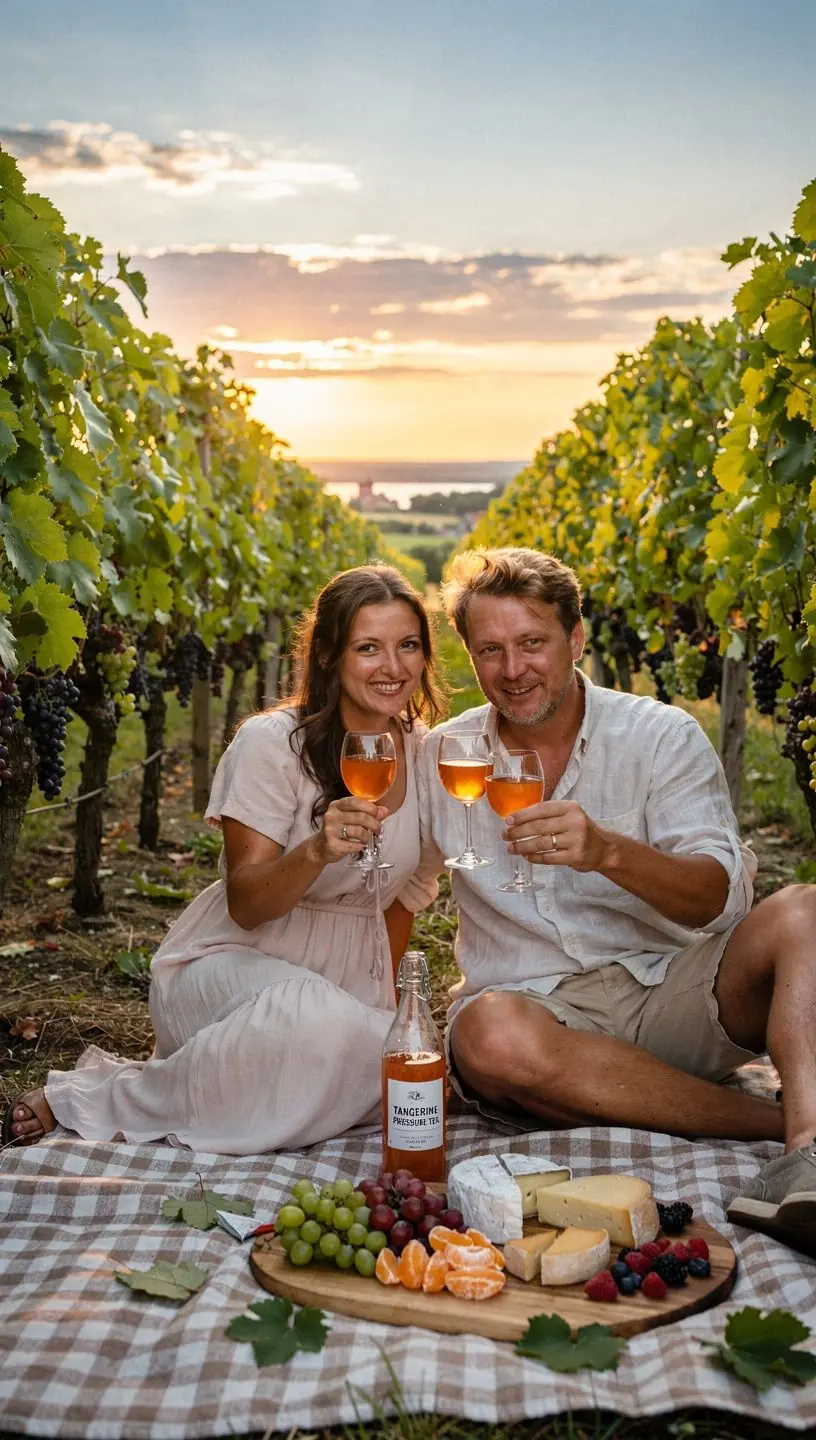 Tangerinų arbatos puodelis su šviežiais citrusiniais vaisiais.