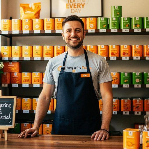 Citrusinių vaisių asorti šalia tangerinų arbatos puodelio.