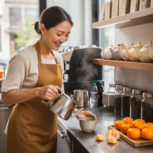 Vitaminu C praturtinto tangerinų arbatos buteliukas saulėtame fone.